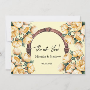 Butter-Yellow Rose Bouquet Wedding Thank You Cards