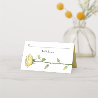 Butter yellow rose flowers romantic floral escort place card