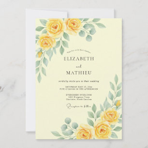 Butter Yellow Rose Wedding Invitation