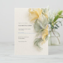 Butter Yellow Sage Organza Garden Invitation