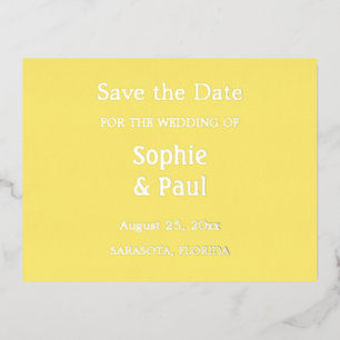 Butter Yellow Save the Date Foil Invitation Postcard