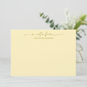 Butter Yellow Script Calligraphy Personalized Name Note Card