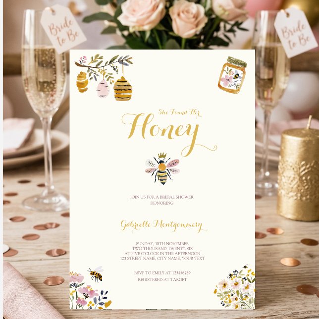 Butter Yellow She Found Her Honey Bee Bridal Party Invitation (Creator Uploaded)