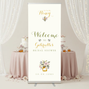 Butter Yellow She Found Her Honey Bee Bridal Party Retractable Banner