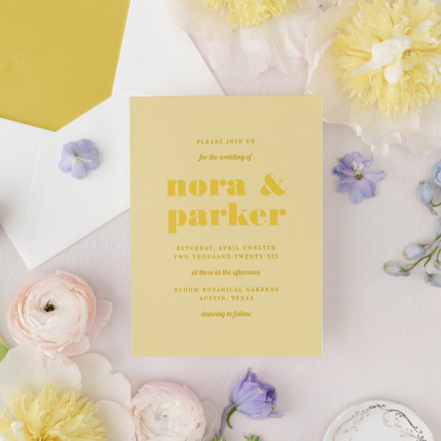 Butter Yellow Simple Modern Wedding Invitation (Butter Yellow Simple Modern Wedding Invitation)
