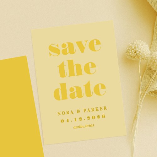 Butter Yellow Simple Modern Wedding Save The Date
