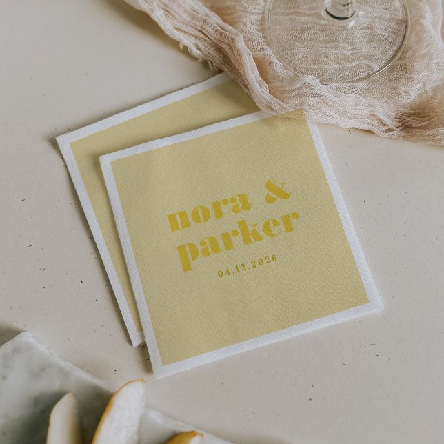 Butter Yellow Simple Monogram Wedding Napkins (Butter Yellow Simple Monogram Wedding Napkins)