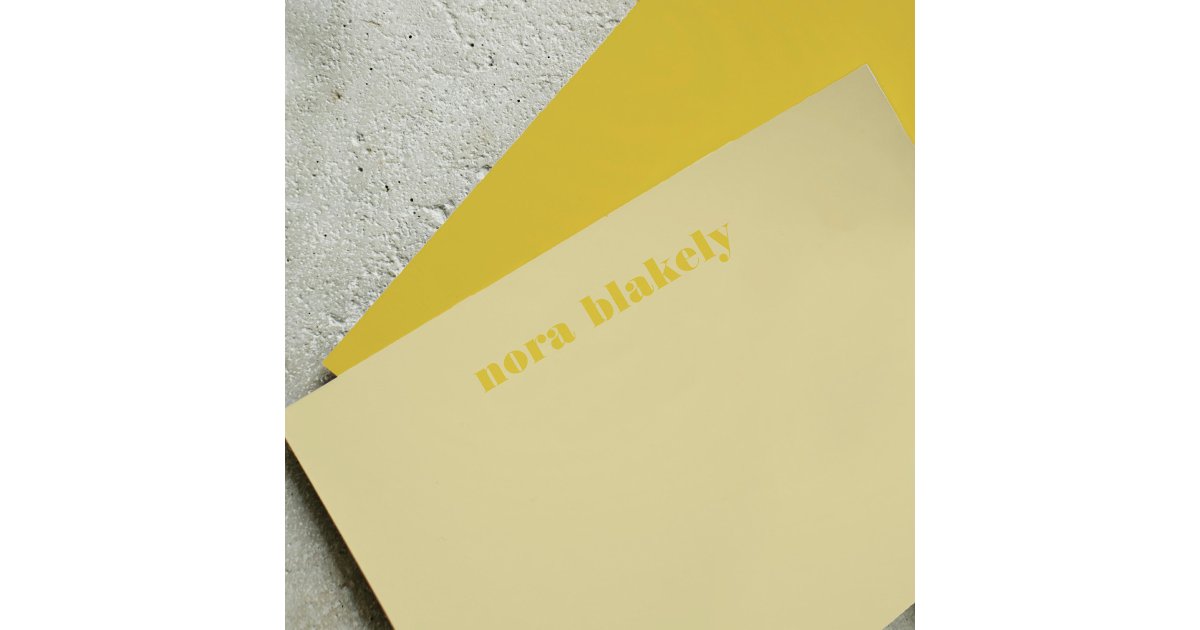 Butter Yellow Simple Personalized Note Card | Zazzle