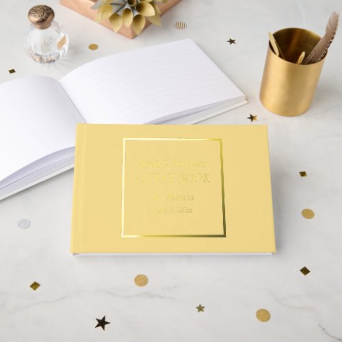 Butter Yellow Simple Style Bridal Shower Foil Guest Book