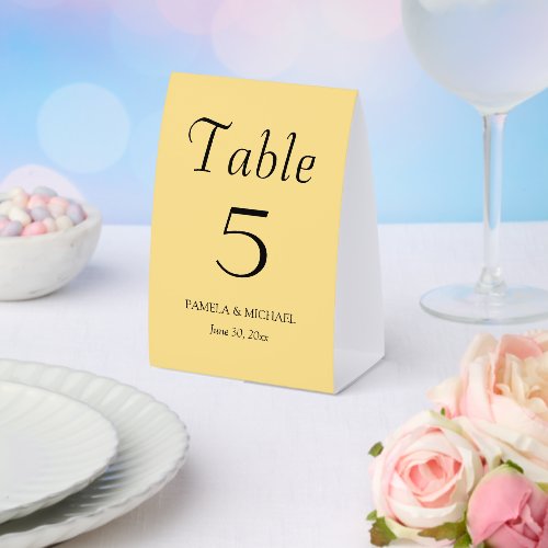 Butter Yellow Simple Style Wedding Paper Table Tent