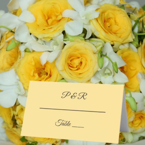 Butter Yellow Simple Stylized Script Wedding Place Card