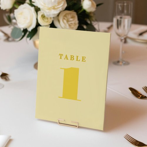 Butter Yellow Simple Table Number
