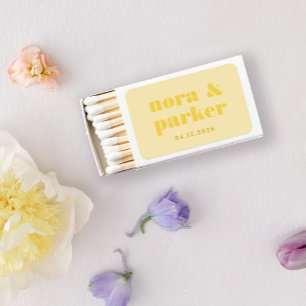 Butter Yellow Simple Wedding Matchboxes