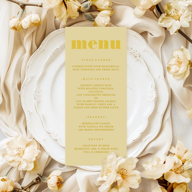 Butter Yellow Simple Wedding Menu (Butter Yellow Simple Wedding Menu)