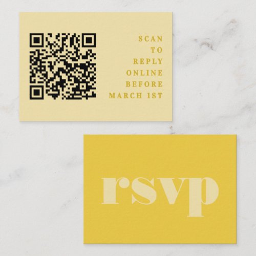 Butter Yellow Simple Wedding QR Code RSVP Enclosure Card