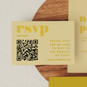 Butter Yellow Simple Wedding QR Code RSVP Enclosure Card
