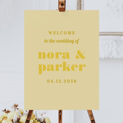 Butter Yellow Simple Wedding Welcome Sign