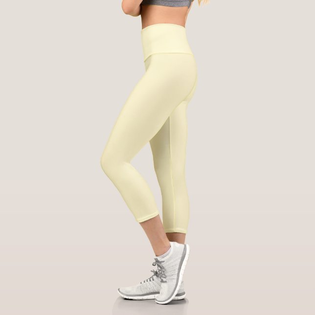 Butter Yellow Solid Color | Classic Elegant Capri Leggings (Left)