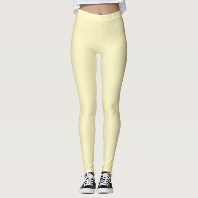 Butter Yellow Solid Color Leggings (Front)