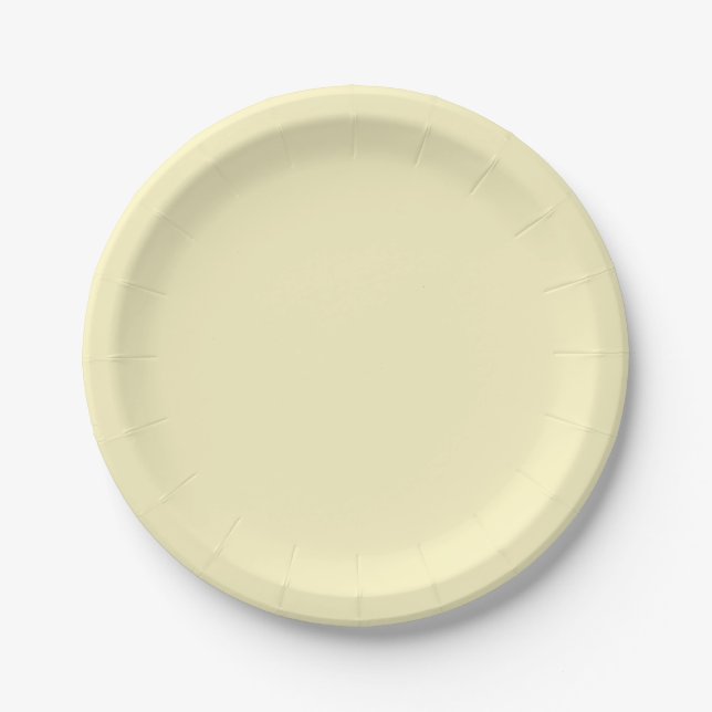 Butter Yellow Solid Color Paper Plates (Front)