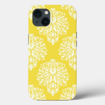 Butter Yellow Southern Cottage Damask Iphone 13 Case by SunshineDazzle at Zazzle