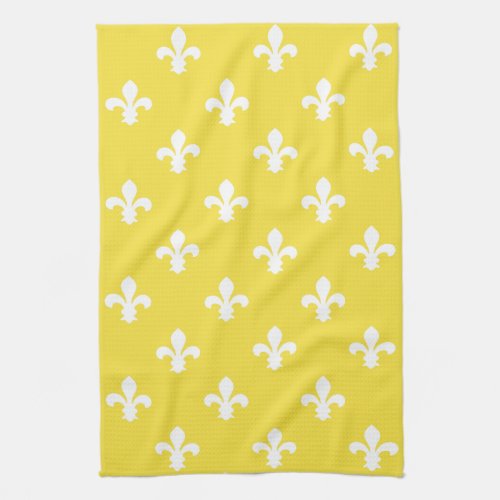Butter Yellow Southern Cottage Fleur de Lys Kitchen Towel