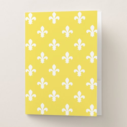 Butter Yellow Southern Cottage Fleur de Lys Pocket Folder