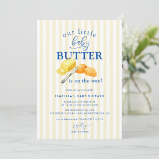 Butter Yellow Stripes Baby Shower Invitation