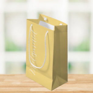 Butter Yellow Stylized Script Wedding Bridesmaid Small Gift Bag