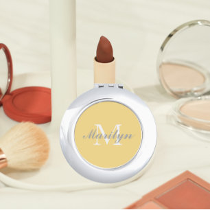 Butter Yellow Stylized Wedding Bridesmaid Monogram Compact Mirror