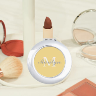 Butter Yellow Stylized Wedding Bridesmaid Monogram Compact Mirror