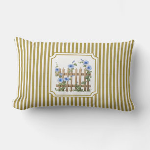 Butter Yellow Sun-Drenched Floral Stripe Lumbar Pillow