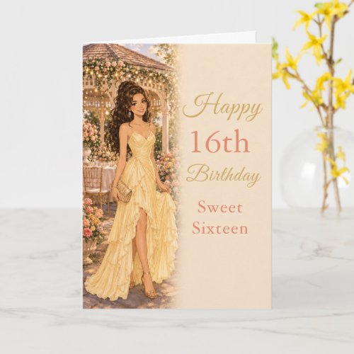 Butter Yellow Sweet Sixteen Birthday Card