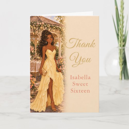 Butter Yellow Sweet Sixteen Thank You Card