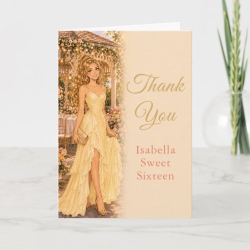 Butter Yellow Sweet Sixteen Thank You Card