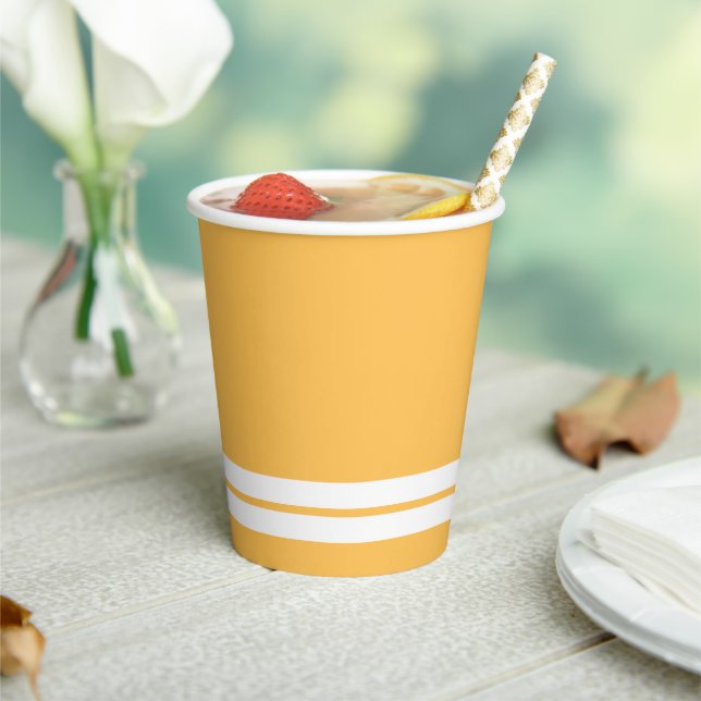 Butter Yellow Twin White Bottom Racing Stripes Paper Cups (Insitu)