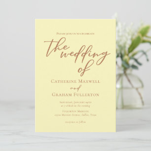 Butter Yellow Typography Minimalist Wedding Invitation