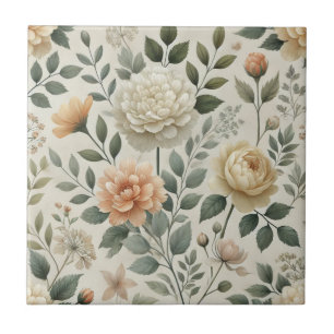 Butter Yellow Watercolor Floral Spring & Summer Ceramic Tile