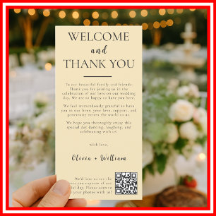 Butter Yellow Wedding QR Welcome & Thank You Card 