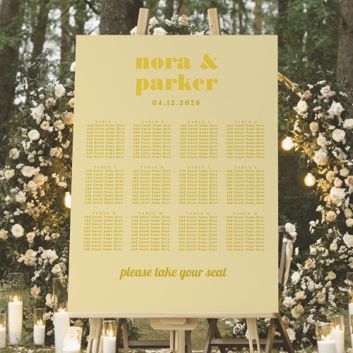 Butter Yellow Wedding Seating Chart Foam Board