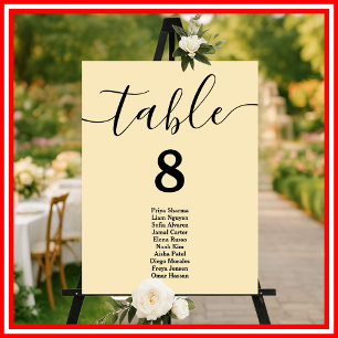 Butter Yellow Wedding Table Seating Chart Foam Board