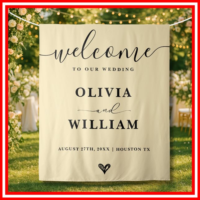 Butter Yellow Wedding Welcome Sign Backdrop (Creator Uploaded)