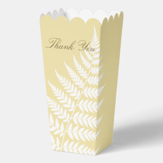 Butter Yellow White Fern Popcorn Thank You Favor Boxes