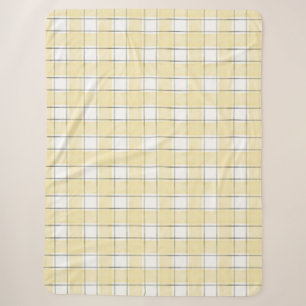 Butter Yellow White Plaid Stripes Birthday Sherpa Blanket