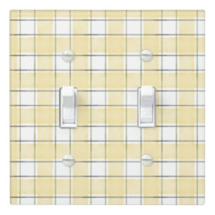 Butter Yellow White Plaid Stripes Bridal Shower Light Switch Cover