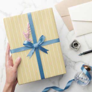 Butter Yellow White Stripes Birthday Wrapping Paper