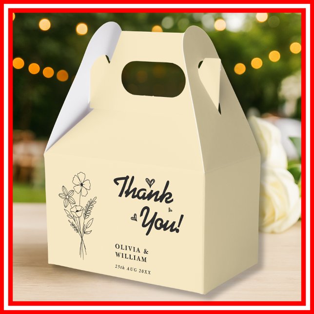 Butter Yellow Wildflower Wedding Thank You Favor Boxes (Creator Uploaded)