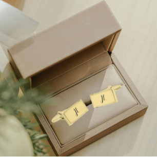 Butter Yellow with Black Stylized Initials Cufflinks