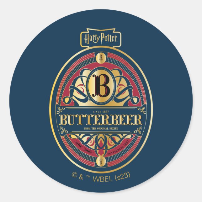 BUTTERBEER™ Vertical Logo Classic Round Sticker (Front)