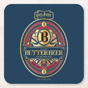 BUTTERBEER™ Vertical Logo Square Paper Coaster